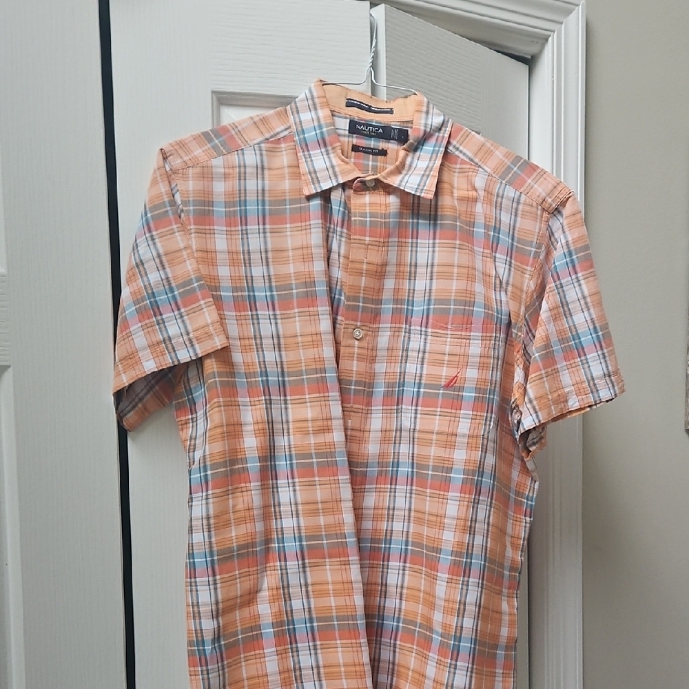 Nautica Men's Orange Plaid Shirt